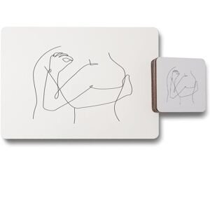 Benjamin Tate Design line art hug placemat coaster set in Natural Natural Benjamin Tate Design line art hug placemat coaster set in Natural Natural
