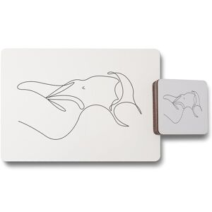 Benjamin Tate Design line art of femail body placemat coaster set in Natural Natural Benjamin Tate Design line art of femail body placemat coaster set in Natural Natural