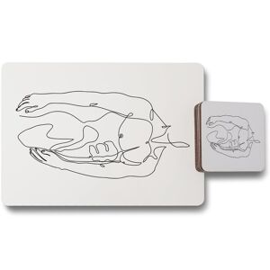 Benjamin Tate Design line art of male body placemat coaster set in Natural Natural Benjamin Tate Design line art of male body placemat coaster set in Natural Natural