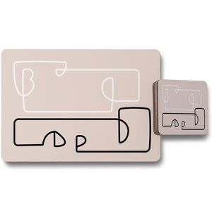 Benjamin Tate Design line art of two faces placemat coaster set in Natural Natural Benjamin Tate Design line art of two faces placemat coaster set in Natural Natural