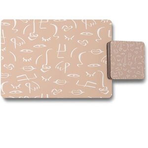 Benjamin Tate Design line drawing abstract faces placemat coaster set in Natural Natural Benjamin Tate Design line drawing abstract faces placemat coaster set in Natural Natural