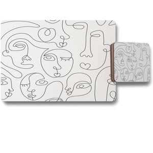 Benjamin Tate Design line drawing of faces placemat coaster set in Natural Natural Benjamin Tate Design line drawing of faces placemat coaster set in Natural Natural