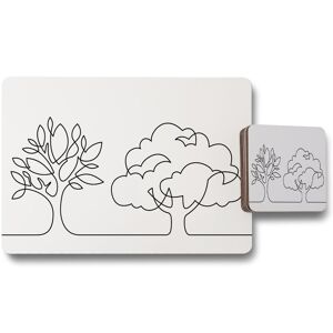 Benjamin Tate Design line drawing of trees placemat coaster set in Natural Natural Benjamin Tate Design line drawing of trees placemat coaster set in Natural Natural
