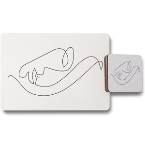 Benjamin Tate Design line face drawing placemat coaster set in Natural Natural Benjamin Tate Design line face drawing placemat coaster set in Natural Natural