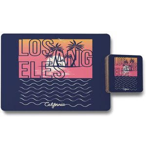 Benjamin Tate Design los angeles sunset placemat coaster set in Natural Natural Benjamin Tate Design los angeles sunset placemat coaster set in Natural Natural
