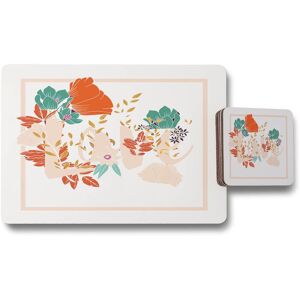 Benjamin Tate Design love flowers placemat coaster set in Natural Natural Benjamin Tate Design love flowers placemat coaster set in Natural Natural