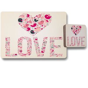 Benjamin Tate Design love hearts placemat coaster set in Natural Natural Benjamin Tate Design love hearts placemat coaster set in Natural Natural