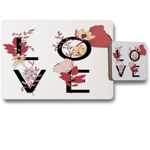 Benjamin Tate Design love typography placemat coaster set in Natural Natural Benjamin Tate Design love typography placemat coaster set in Natural Natural