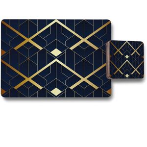 Benjamin Tate Design luxury gold art deco placemat coaster set in Natural Natural Benjamin Tate Design luxury gold art deco placemat coaster set in Natural Natural