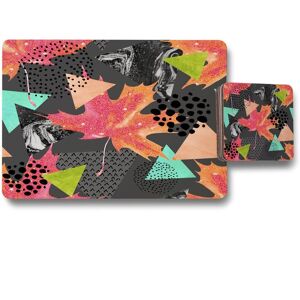 Benjamin Tate Design maple leaf geometrics placemat coaster set in Natural Natural Benjamin Tate Design maple leaf geometrics placemat coaster set in Natural Natural