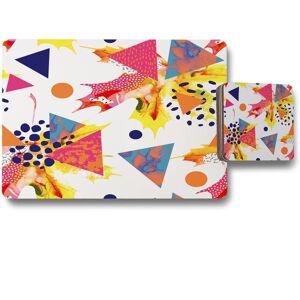 Benjamin Tate Design maple leaves geometric patterns placemat coaster set in Natural Natural Benjamin Tate Design maple leaves geometric patterns placemat coaster set in Natural Natural