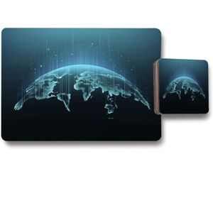 Benjamin Tate Design map of the planet placemat coaster set in Natural Natural Benjamin Tate Design map of the planet placemat coaster set in Natural Natural
