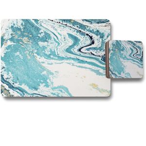 Benjamin Tate Design marble in blue placemat coaster set in Natural Natural Benjamin Tate Design marble in blue placemat coaster set in Natural Natural
