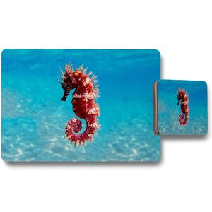 Benjamin Tate Design mediterranean seahorse placemat coaster set in Natural Natural Benjamin Tate Design mediterranean seahorse placemat coaster set in Natural Natural