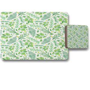 Benjamin Tate Design mixed green leaves placemat coaster set in Natural Natural Benjamin Tate Design mixed green leaves placemat coaster set in Natural Natural