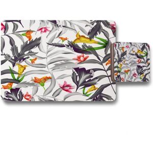 Benjamin Tate Design monochrome leaves placemat coaster set in Natural Natural Benjamin Tate Design monochrome leaves placemat coaster set in Natural Natural