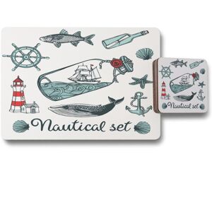 Benjamin Tate Design nauticle items placemat coaster set in Natural Natural Benjamin Tate Design nauticle items placemat coaster set in Natural Natural