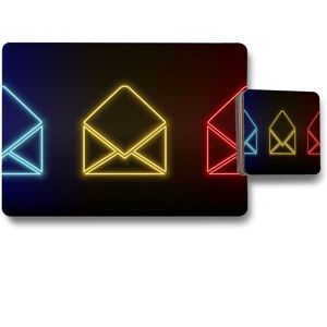 Benjamin Tate Design neon email set placemat coaster set in Natural Natural Benjamin Tate Design neon email set placemat coaster set in Natural Natural