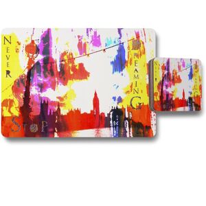 Benjamin Tate Design never stop dreaming placemat coaster set in Natural Natural Benjamin Tate Design never stop dreaming placemat coaster set in Natural Natural
