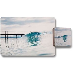 Benjamin Tate Design ocean ideal wave in ocean breaking blue waves placemat coaster set in Natural Natural Benjamin Tate Design ocean ideal wave in ocean breaking blue waves placemat coaster set in Natural Natural