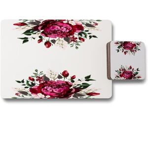 Benjamin Tate Design open roses placemat coaster set in Natural Natural Benjamin Tate Design open roses placemat coaster set in Natural Natural