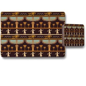 Benjamin Tate Design orange black hieroglyphs placemat coaster set in Natural Natural Benjamin Tate Design orange black hieroglyphs placemat coaster set in Natural Natural