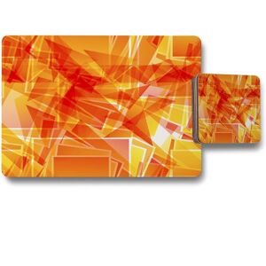 Benjamin Tate Design orange geometric placemat coaster set in Natural Natural Benjamin Tate Design orange geometric placemat coaster set in Natural Natural