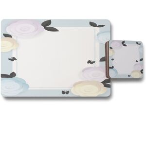 Benjamin Tate Design pastel colour flowers placemat coaster set in Natural Natural Benjamin Tate Design pastel colour flowers placemat coaster set in Natural Natural