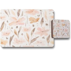 Benjamin Tate Design pink watercolour placemat coaster set in Natural Natural Benjamin Tate Design pink watercolour placemat coaster set in Natural Natural