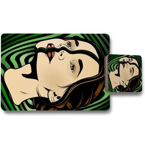 Benjamin Tate Design portrait of woman placemat coaster set in Natural Natural Benjamin Tate Design portrait of woman placemat coaster set in Natural Natural