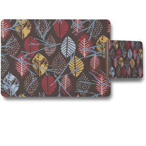 Benjamin Tate Design prints of autumn leaves placemat coaster set in Natural Natural Benjamin Tate Design prints of autumn leaves placemat coaster set in Natural Natural