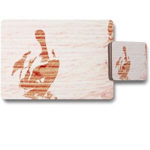 Benjamin Tate Design puffin placemat coaster set in Natural Natural Benjamin Tate Design puffin placemat coaster set in Natural Natural