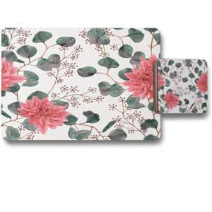 Benjamin Tate Design red flowers green leaves placemat coaster set in Natural Natural Benjamin Tate Design red flowers green leaves placemat coaster set in Natural Natural