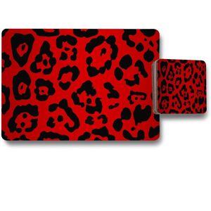 Benjamin Tate Design red leopard print placemat coaster set in Natural Natural Benjamin Tate Design red leopard print placemat coaster set in Natural Natural
