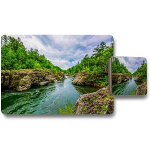 Benjamin Tate Design river in mountain forest landscape placemat coaster set in Natural Natural Benjamin Tate Design river in mountain forest landscape placemat coaster set in Natural Natural