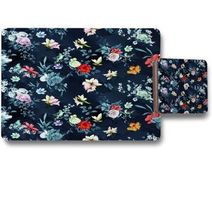 Benjamin Tate Design roses other bright flowers placemat coaster set in Natural Natural Benjamin Tate Design roses other bright flowers placemat coaster set in Natural Natural