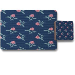 Benjamin Tate Design roses spots print placemat coaster set in Natural Natural Benjamin Tate Design roses spots print placemat coaster set in Natural Natural