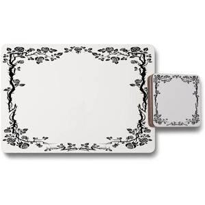 Benjamin Tate Design rose vine silhouette placemat coaster set in Natural Natural Benjamin Tate Design rose vine silhouette placemat coaster set in Natural Natural