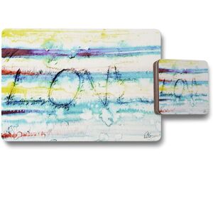 Benjamin Tate Design sand love placemat coaster set in Natural Natural Benjamin Tate Design sand love placemat coaster set in Natural Natural