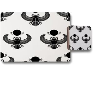 Benjamin Tate Design scarab silhouette placemat coaster set in Natural Natural Benjamin Tate Design scarab silhouette placemat coaster set in Natural Natural
