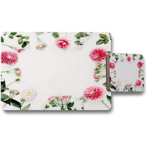 Benjamin Tate Design scattered flowers placemat coaster set in Natural Natural Benjamin Tate Design scattered flowers placemat coaster set in Natural Natural
