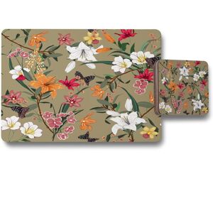 Benjamin Tate Design selection of flowers placemat coaster set in Natural Natural Benjamin Tate Design selection of flowers placemat coaster set in Natural Natural