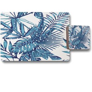 Benjamin Tate Design snow tropical leaves placemat coaster set in Natural Natural Benjamin Tate Design snow tropical leaves placemat coaster set in Natural Natural