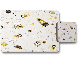 Benjamin Tate Design space pattern placemat coaster set in Natural Natural Benjamin Tate Design space pattern placemat coaster set in Natural Natural