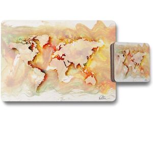 Benjamin Tate Design square world placemat coaster set in Natural Natural Benjamin Tate Design square world placemat coaster set in Natural Natural