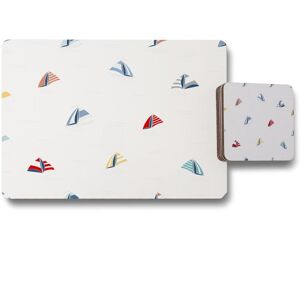 Benjamin Tate Design striped sailboats placemat coaster set in Natural Natural Benjamin Tate Design striped sailboats placemat coaster set in Natural Natural