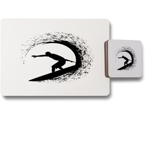 Benjamin Tate Design surfer silhouette placemat coaster set in Natural Natural Benjamin Tate Design surfer silhouette placemat coaster set in Natural Natural