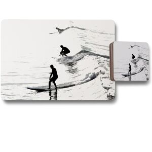 Benjamin Tate Design surfers placemat coaster set in Natural Natural Benjamin Tate Design surfers placemat coaster set in Natural Natural