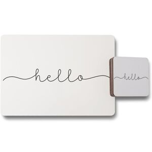 Benjamin Tate Design text hello placemat coaster set in Natural Natural Benjamin Tate Design text hello placemat coaster set in Natural Natural