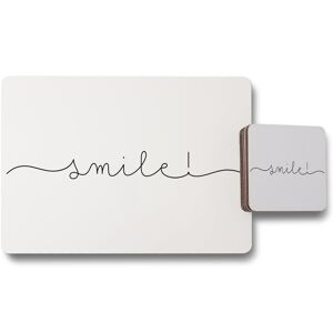 Benjamin Tate Design text smile placemat coaster set in Natural Natural Benjamin Tate Design text smile placemat coaster set in Natural Natural